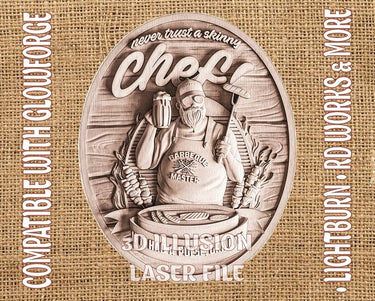 BARBEQUE SIGN 3d illusion & laser-ready files 3DWave.us